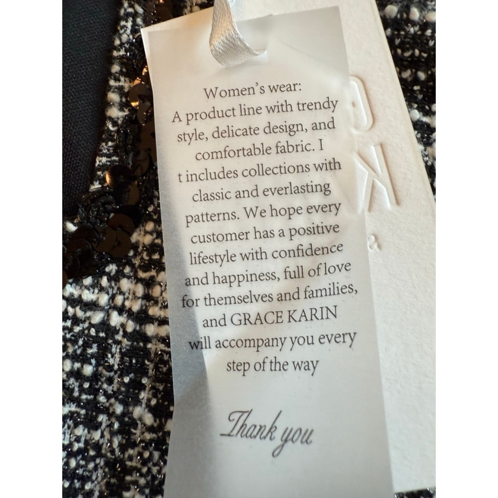 NWT Women's Grace Karin Tweed Dress Black/White Size M Sleeveless Keyhole Neck - Picture 13 of 16